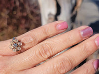 10k yellow gold Victorian moonstone & diamond ring