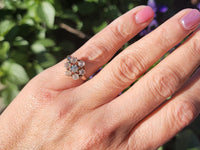 10k yellow gold Victorian moonstone & diamond ring