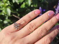 10k yellow gold Victorian moonstone & diamond ring