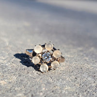 10k yellow gold Victorian moonstone & diamond ring