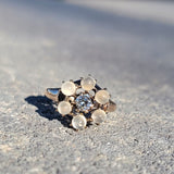 10k yellow gold Victorian moonstone & diamond ring