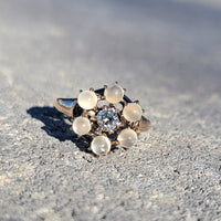 10k yellow gold Victorian moonstone & diamond ring