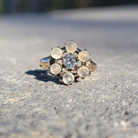 10k yellow gold Victorian moonstone & diamond ring