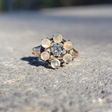 10k yellow gold Victorian moonstone & diamond ring