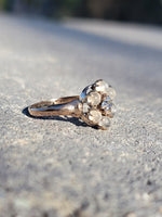 10k yellow gold Victorian moonstone & diamond ring