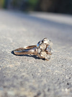 10k yellow gold Victorian moonstone & diamond ring