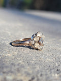10k yellow gold Victorian moonstone & diamond ring