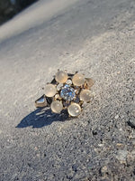 10k yellow gold Victorian moonstone & diamond ring