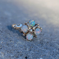 10k gold Victorian opal & diamond ring