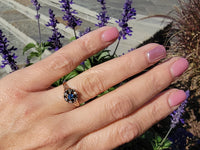 10K gold Victorian sapphire & rose cut diamond ring