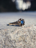 10K gold Victorian sapphire & rose cut diamond ring