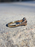 10K gold Victorian sapphire & rose cut diamond ring