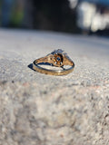 10K gold Victorian sapphire & rose cut diamond ring