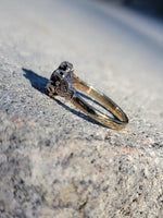 10K gold Victorian sapphire & rose cut diamond ring