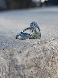14k white gold c.1920's filigree Aquamarine ring