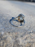 14k white gold c.1920's filigree Aquamarine ring