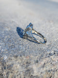 14k white gold c.1920's filigree Aquamarine ring
