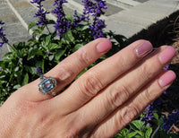 14k white gold c.1920's filigree Aquamarine ring