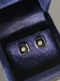 14k gold two tone Deco black onyx & diamond earrings studs