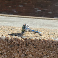 Platinum green tourmaline & diamond estate ring