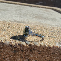 Platinum green tourmaline & diamond estate ring