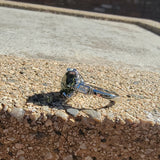 Platinum green tourmaline & diamond estate ring