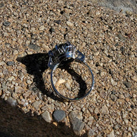 Platinum green tourmaline & diamond estate ring