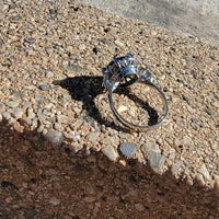 Platinum green tourmaline & diamond estate ring