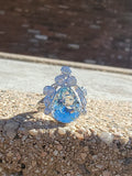 platinum Aquamarine & Diamond estate ring