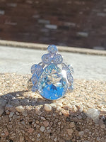 platinum Aquamarine & Diamond estate ring