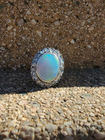 18k gold two tone opal & rose cut diamond antique ring