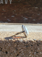 18k gold two tone opal & rose cut diamond antique ring