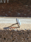 18k gold two tone opal & rose cut diamond antique ring