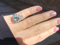 platinum Aquamarine & Diamond estate ring