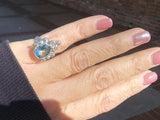 platinum Aquamarine & Diamond estate ring