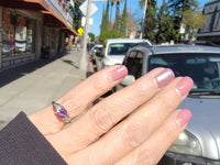 18k white gold pink sapphire & diamond estate Deco ring