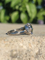 Platinum green tourmaline & diamond estate ring