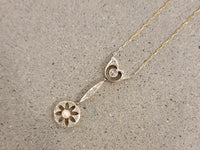 Platinum & 14k gold Edwardian pearl & diamond pendant necklace lavaliere