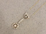 Platinum & 14k gold Edwardian pearl & diamond pendant necklace lavaliere