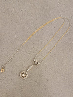 Platinum & 14k gold Edwardian pearl & diamond pendant necklace lavaliere