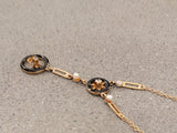10k-14k gold enamel, diamond & pearl necklace pendant lavaliere