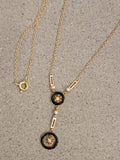 10k-14k gold enamel, diamond & pearl necklace pendant lavaliere