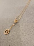 10k-14k gold enamel, diamond & pearl necklace pendant lavaliere