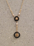 10k-14k gold enamel, diamond & pearl necklace pendant lavaliere