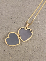 14k yellow gold estate clover heart locket pendant necklace