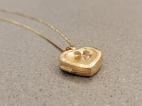 14k yellow gold estate clover heart locket pendant necklace