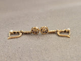 Platinum & 18k gold two tone diamond & pearl antique dangle "bow" earrings