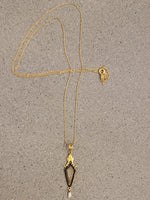 10k gold enamel, camphor & pearl necklace pendant lavaliere