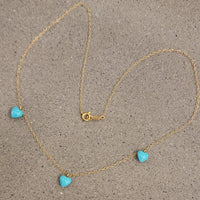 14k yellow gold oval turquoise heart 💙 necklace pendant