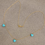 14k yellow gold oval turquoise heart 💙 necklace pendant